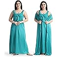 Night Keys Women Nighty with Robe Free Honeymoon Two Piecs Nighty Set