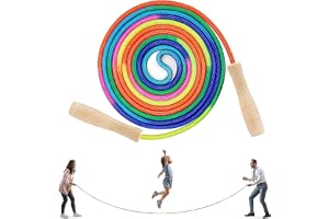 Flintronic Barnhopprep, 500 cm, justerbart hopprep i bomull, med halkfritt handtag, färgglatt bomullsrep, för pojkar, flickor