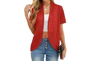 QIXING Sommer Damen Leichte Kurzarm Strickjacke Strickjacke für Damen Atmungsaktiv und Sonnenschutz Frühling Herbst Cardigan Damen