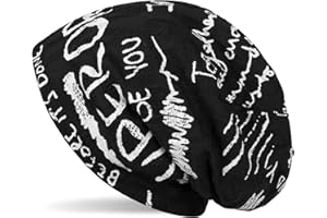 styleBREAKER Beanie czapka z napisem w stylu Destroyed Vintage, Slouch Longbeanie, uniseks 04024074, kolor: czarny, czarny, Rozmiar uniwersalny