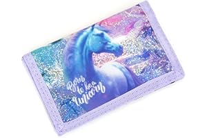 Ragusa-Trade Mädchen Kinder Geldbeutel Portemonnaie Geldbörse mit tollem Einhorn Unicorn Pferde Motiv (PFJR), lila/rosa, 12 x 8 x 1 cm