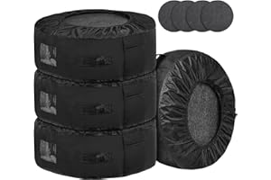 ZATOOTO Housse de Pneu Set 4, Housse de Protection avec 4 Coussins en Feutre, pour 4 Pneus (jusqu'à 20 Pouces), pour Un Transport Propre et Un Stockage sûr, Hydrofuge, Lavable, Noir