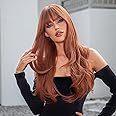 HARICUBE Wigs for Women - Long Straight Layered Wigs with Bangs, Natural Synthetic, Heat Resistant (Auburn Brown)