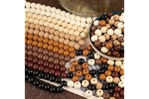 HERZONE 500 perline di legno vintage da 10 mm, rotonde in legno, da infilare, per la produzione di gioielli fai da te (scuro-10 mm)