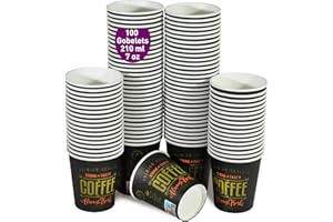 GOBETREE 100 Gobelets Jetables en Carton pour Café 210ml / 7 oz avec, Gobelets pour Café Court, Long, Expresso. Pour Bureaux et Maisons.