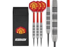 FOCO Officially Licensed Football Club Flights with 80% Tungsten 24g Red Dragon Darts set - including Dart Shafts & Dart Bar Wallet - Professional Darts Accessories