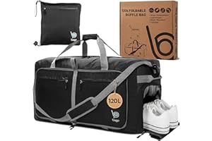 bago Holdall Bags for Men & Women - 120L Spaciously Large Holdall Bag with Shoe Compartment - Travel The World in Style & Convenience - Durable, Lightweight & Foldable Duffle Bag (Black)