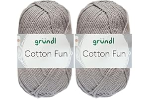 HDK-VERSAND 2x50 Gramm Gründl Cotton Fun Häkelgarn aus 100% Baumwolle inkl. Anleitung für Meerschwein (27 Hellgrau)