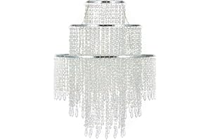 Waneway Chandelier Light Shade for Ceiling Pendant Light, Easy Fit Crystal Lamp Shade Lampshade for Bedroom, Living Room, Hallway, Wedding or Party Decoration, Diameter 32 cm, 3 Tiers, Clear