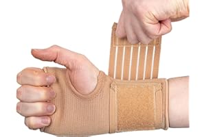 Actesso Polsiera per Dolori Articolari - (Beige o Nera). Tutore Polso Elastica per Slogature al Polso, RSI, Tendinite e Sport - Ambidestra (M, Beige)