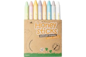 Honeysticks Pastelli a cera d'api pura al 100% (confezione da 8) – Pastelli Jumbo colorati pastello per bambini – non tossici, per uso alimentare, realizzati in modo sostenibile in Nuova Zelanda
