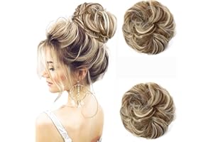 JJstar 2PCS Messy Bun Hair Piece Curly Fake Hair Buns Donut Tousled Updo High Heat Resistant Synthetic Fiber Hair Scrunchies Pieces for Women Girls Ponytail Extension