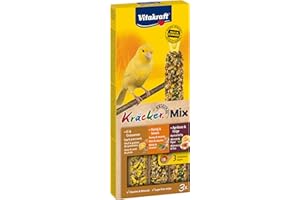 Vitakraft Kräcker Mix, Vogelsnack, Knabberstangen, mit Ei und Grassamen, mit Aprikose und Feige, mit Honig und Sesam, zur Schnabelpflege, ohne Zusatz von Zucker (1x 80g)