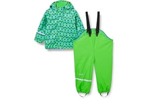 CareTec Boy's Rain Suit-Pu W. Fleece Raincoat and Kids Waterproof Trousers