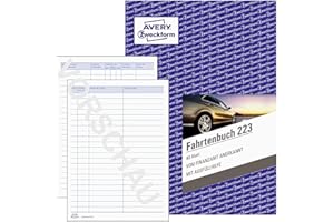 Avery Zweckform Logbook with Fiscal Kilometre Evidence and Annual Account DIN A5 40 Sheets (German Text)