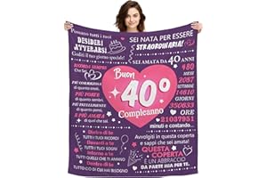 ACAROMAY 40 Anni Compleanno Donna Coperta Regalo per il 40° Compleanno Amica/Mamma/Fidanzata/Moglie Idee Regalo 40° Compleanno Coperta Ispiratore Divano Letto Singolo Pile Coperta 130 x 150cm (40 Anni-Lei)