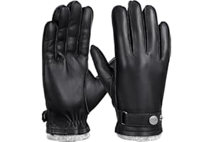 GSG SINCE 1998 - Gants Cuir Homme Hiver d’Agneau Premium, Tactiles et Doublés Laine, Chauds et Élégants pour Conduite M1086