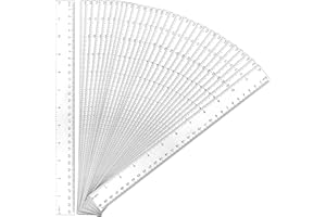 MUKCHAP 30 Pcs 30cm Clear Plastic Ruler with Inches and Metric, 12 Inch Transparent Straight Ruler Measuring Tool