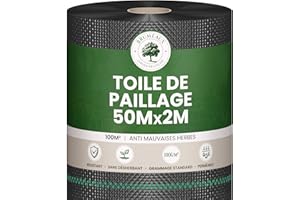 SKYLANTERN Toile de Paillage 2Mx50M - Surface 100m² - Grammage 100g/m² - Geotextile Anti Repousse 50Mx2M pour Jardin Potager - Bache Anti Mauvaises Herbes 100g pour Potager