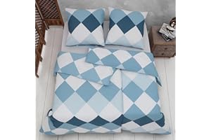 Vency Bettwäsche 135x200 4-Teilig Türkis - OEKO-TEX 80% Baumwolle & 20% Polyester, 2X Bettbezug Reißverschluss + 2X Kissenbezug 80x80 Umschlagverschluss, Quattro Modell