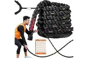 DAWOO Battle Ropes 38mm*9/12/15m with Protective Cover Heavy Exercise Rope for Home, Gyms Fitness, Strength Training, CrossFit and More