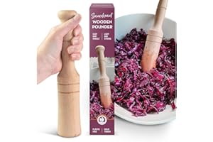 COUNTRY TRADING CO. Sauerkraut Pounder - Solid Wooden Tamper for Sauerkraut Kimchi and Meat Tenderizing
