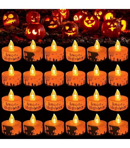 Candele LED Senza Fiamma Halloween | 4 Pack Decorazioni Spaventose Per Tavolo, Casa, Feste - Luci Realistiche A Batteria