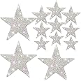 12 Pack Silver Star Car Stickers Sparkle Bling Star Car Sticker Rhinestone Star Decal Self-Adhesive Crystal Star Stickers Auto Decals Stickers for Bumper Laptops Luggage Window (4 Size)