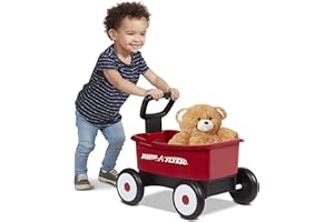 Radio Flyer Push & Pull Walker Wagon with Teddy Bear, Red 2-in-1 Wagon for Toddlers, For 1-4 Years Old