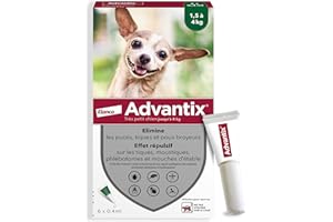 Advantix Très Petit Chien entre 1,5 et 4 kg – Pipettes pour chien contre 6 parasites – Traitement et protection pour votre animal pendant 4 semaines – 6 x 0,4 ml
