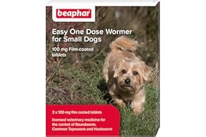 Beaphar - Easy One Dose Worming Tablets For Small Dogs Weighing up to 6kg – Kills Roundworms, Tapeworms & Hookworms - Veterinary medicine – 3 tablet pack