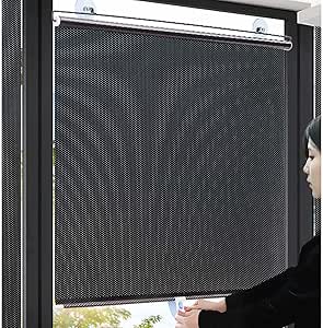 Suction Cup Roller Blinds No Drilling,Sunscreen Insulation Shading Curtain Window Shade Blind