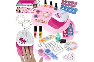 STAY GENT 16Pcs Kids Nail Varnish Set for Age 3 4 5 6 7 8 9 10 11 12 Girls with Dryer/Nail Polish/Sticker/Glitter Kids Nail Art Kit Washable Nail Kit Makeup Sets for Girls Toys Gifts for Birthday Xmas