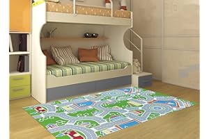 Tadi & Imperio1979 Alfombra de Carreteras Vinilo Infantil tamaños Grandes para salón de Juegos/carretera/120x200