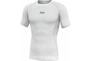 FDX Cool Mesh Men's Base Layer Shirts Half Sleeve - Men’s Summer Cycling Mesh Top - Ultralight, Breathable, Anti-Odour Bicycle Skins Jersey - Under-Shirts for Running, Gym, Workout, Hiking