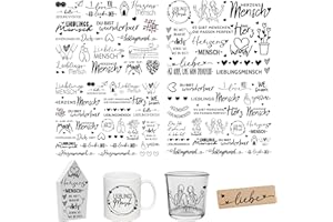 FloraVigo Rub On Sticker ca.A5 19x14cm-Spruch Deko zum Geburtstag, Keraflott, Hochzeit, Zuhause, Wischfolie für Möbel, Glas, Holz, Fotoalbum, DIY Deko, Aufkleberästhetik(4PCS) (Herzensmensch)