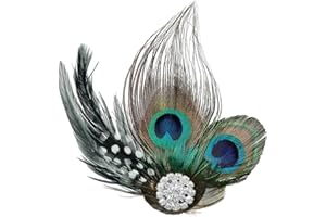 TPZORJX Accessoires pour cheveux en plumes de paon,1 pcs barrette à cheveux,costume de paon, bijou de tête plume, serre-tête en plumes, accessoires pour femme, années 20,carnaval, Halloween