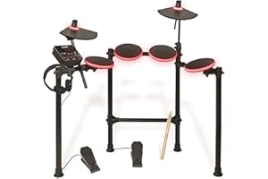 ION Audio Redline Drums Beleuchtetes elektronisches Schlagzeug mit über 200 verschiedenen Drum und Becken Sounds - inkl. Drumsticks und Kopfhörern