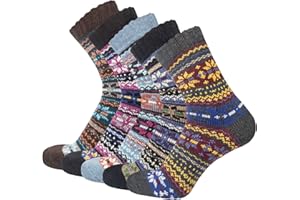 Chalier Finery 5 Pares Colorido Calcetines Invierno de Lana Para Mujer, Suave y Acogedora, Calcetines Térmicos Cálidos, Regalo de Cumpleaños de Navidad para Mujer