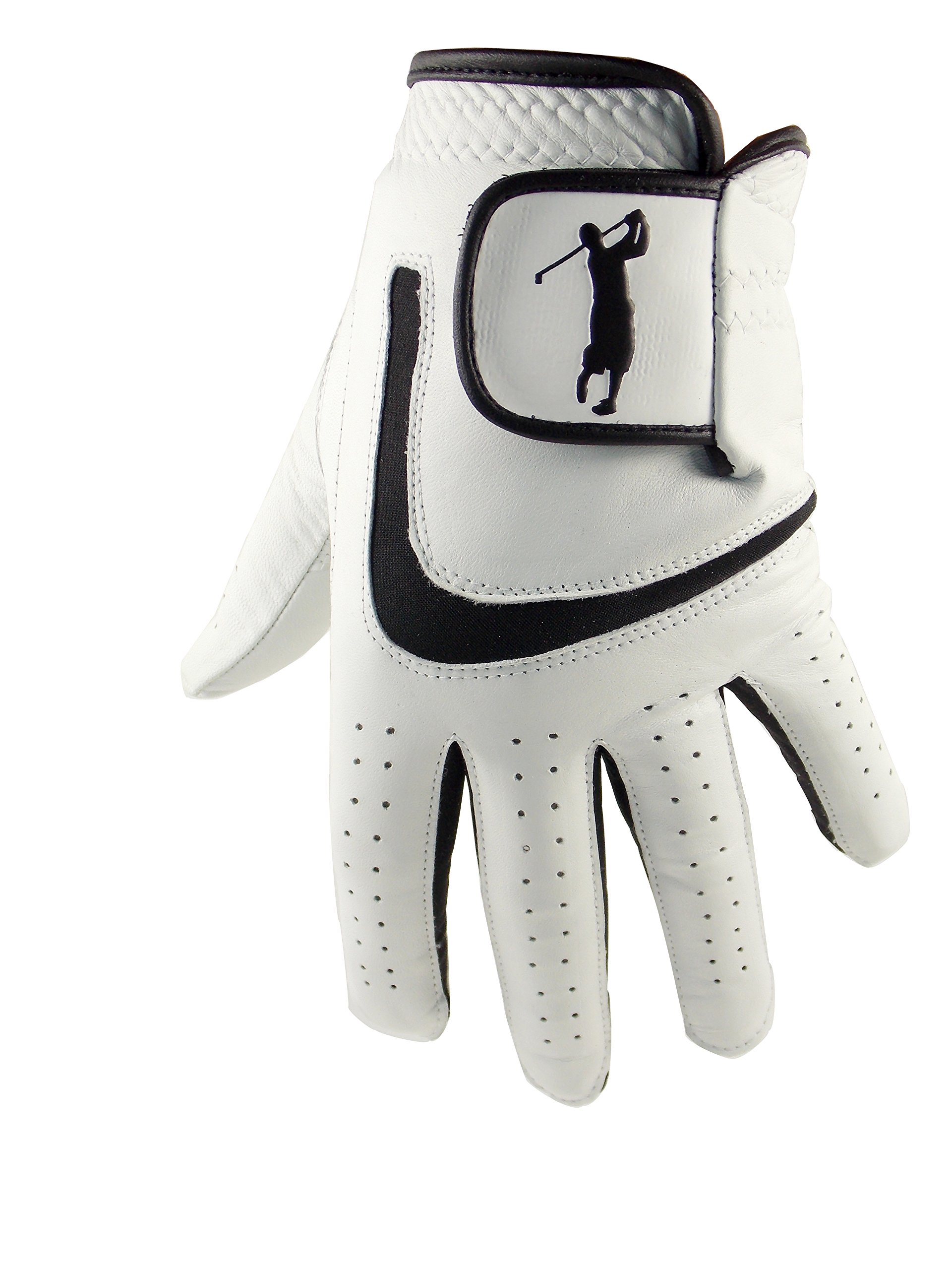 5 Mens Super Soft Cabretta Leather Golf Gloves with Black Lycra. Outdoor Equipment Review