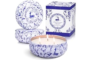 TRINIDa Citronella Candle Outdoor, 3 × 14.5oz Candles with Citronella & Lavender Scented, 300 Hours Soy Wax Citronella Candle Set, 3 Wicks Large Scented Outdoor Candles for Garden