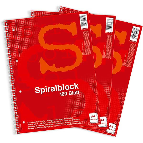 Brunnen – Bloc 160 Feuilles A4 Seyès Avec 2 Marges, Papier 70 G/m² Sans Bois, Quadrillé, Spirale, Microperforé, Idéal École & Études