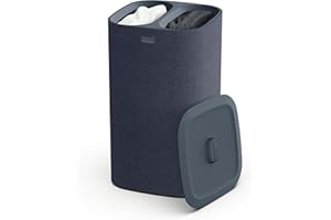 Joseph Joseph Tota Panier de séparation du linge de 60 litres avec couvercle, 2 sacs de lavage amovibles avec poignées - Carbon Black