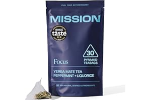 MISSION FUELLING EXTRAORDINARY MISSION - Focus Tea - Yerba Mate Tea with Mint & Liquorice - Improve Mental Clarity - 30 Pyramid Tea Bags