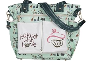KuPu (Baked with Love) Nappy Changing Bag, Stylish Laminated Water Resistance Multi-Function Shoulder Baby Diaper Bag Shopping Handbag with Changing Pad, Stroller Straps, Keys Strap,Insulated Pockets