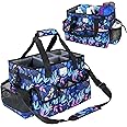 ZIOZERTT Cleaning Organizer, Large Caddy Bag for Supplies, Housekeeper's Bag with Handle (Blue Leaf)