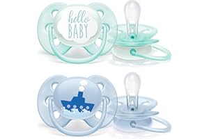 Philips AVENT SCF222/01 smoczek, bardzo miękki, motyw: łódź, Hello, 0/6 miesięcy, 2 sztuki