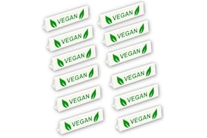 ‎KUMETIC Kumetic Tischaufsteller VEGAN, Kunststoff 3D-gedruckt, spülmaschinenfest, Buffet Aufsteller - Tisch Schild (12Stk. small-Vegan)