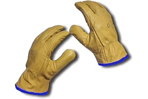 LLB Premium Fleece Lined Yellow Leather Winter Thermal Cold Work Gloves PPE HGV Lorry One Pair Large L 9