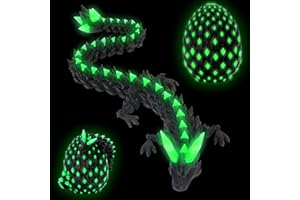 JONRRYIN Uovo Di Drago Stampato in 3D, Drago in Uovo Fluorescente, Giocattolo di Drago, Realistico Drago Giocattolo, Drago Articolato e Giunti Flessibili, Giocattoli da Scrivania